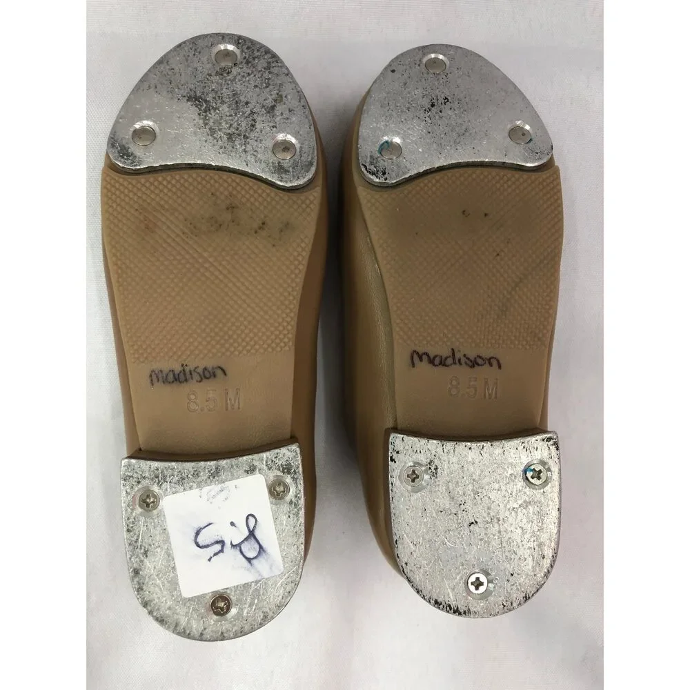 Pre-Owned Dance Tap Shoes Danshuz 534 Child 8.5M Tan Mary Jane Leather No Buckle